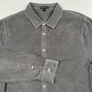 James Perse Shirt Mens Large Gray Cotton Cashmere Corduroy Button Up Long Sleeve